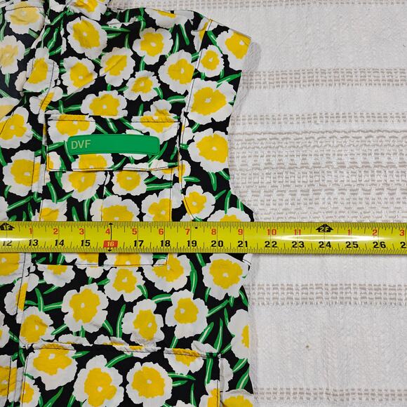 Diane von Furstenberg Yellow Poppy Floral Hooded Vest XXS Used Excellent - Picture 3 of 8